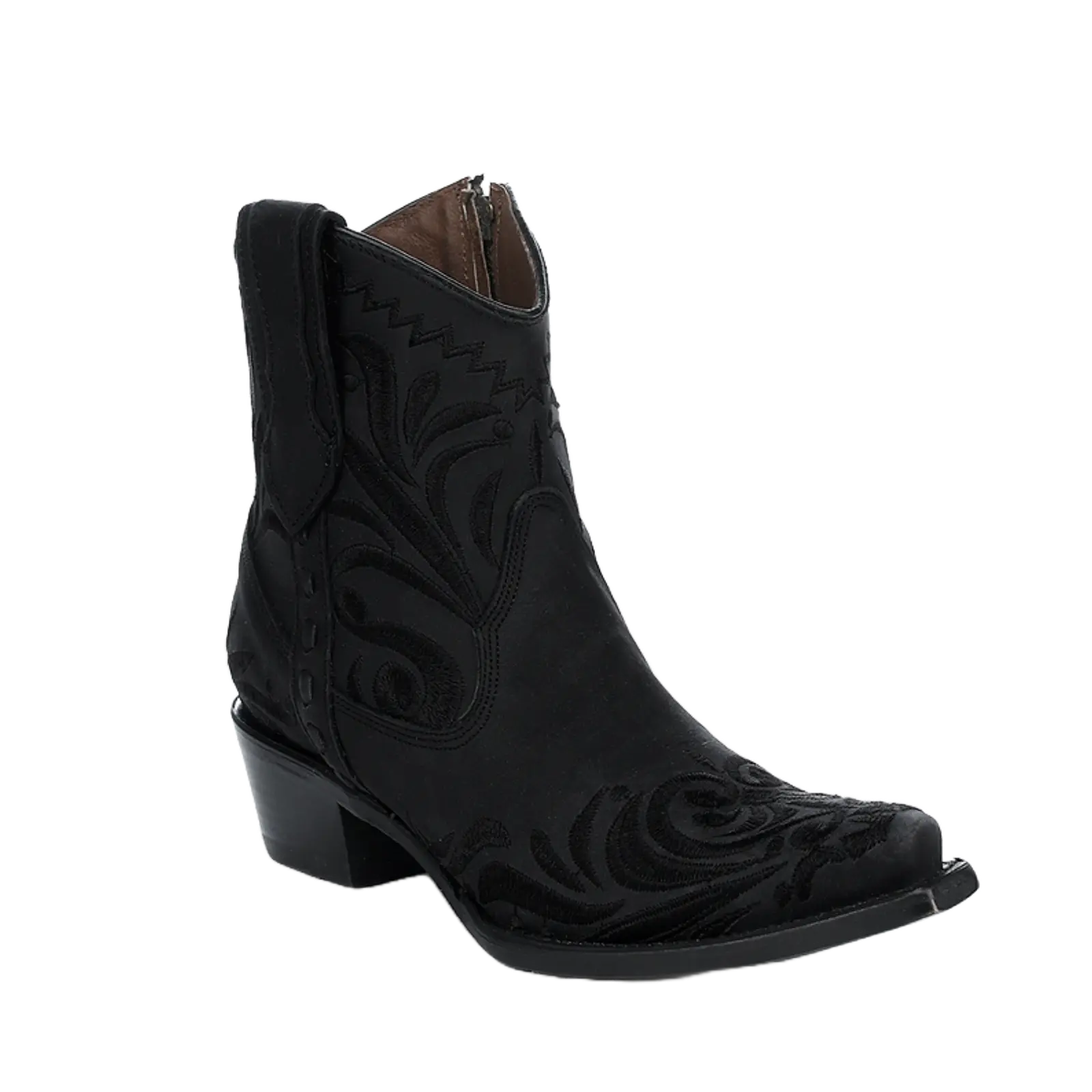 Circle G By Corral Ladies Embroidery Snip Toe Black Booties L6225
