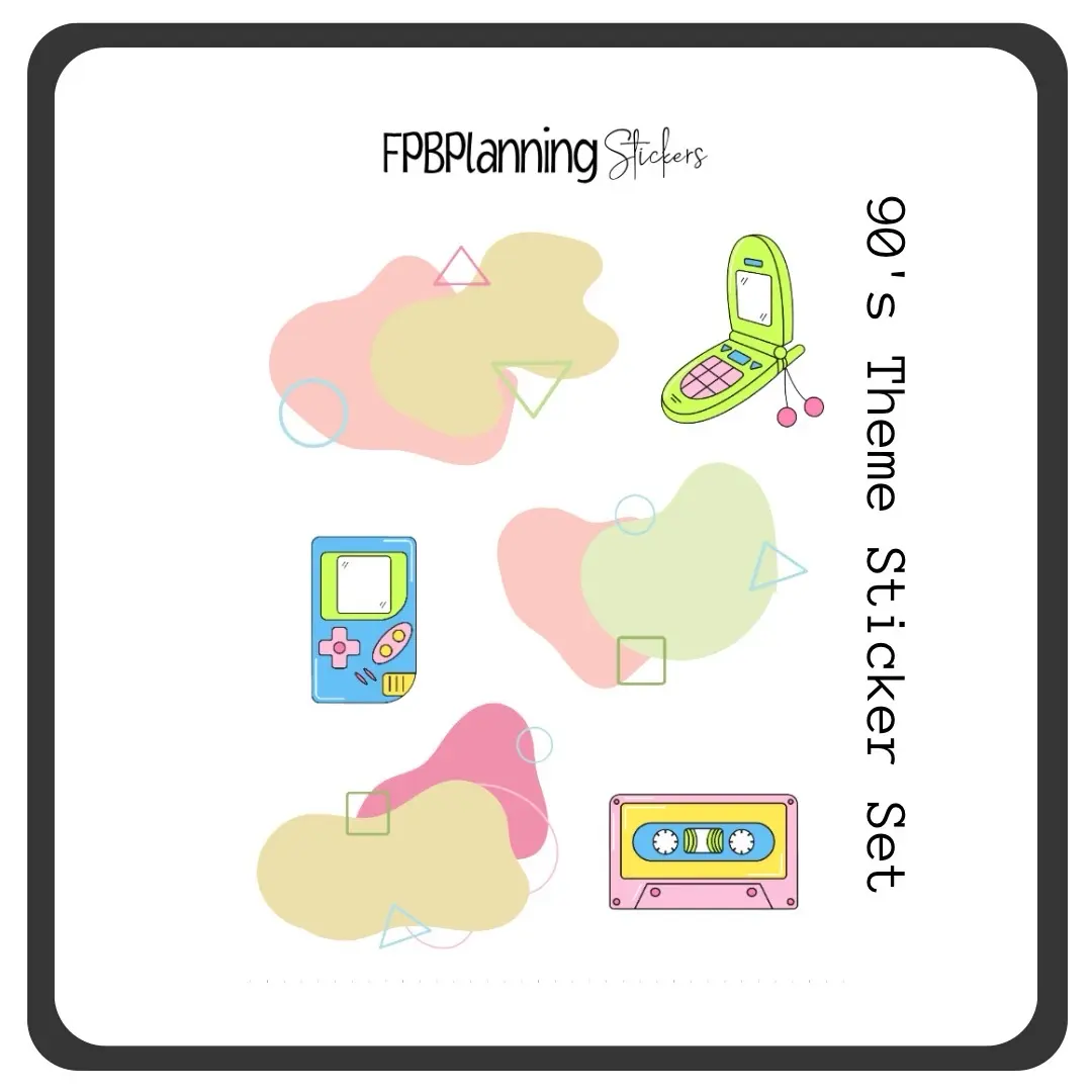 90s theme Sticker Set Neon