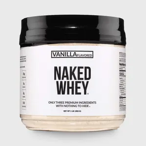 Naked Whey Vanilla Protein Powder - 1LB Grass-Fed, Non-GMO, No Additives, 25g Protein, 5.9g BCAAs - Only 3 Ingredients