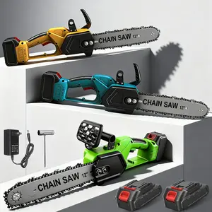 12 Inch Cordless Chainsaw with 2 Batteries and 2 Chains, Portable Electric Chainsaw for Tree/Wood Cutting, Pruning, Gardening - Ideal Gift for Men, Women, Seniors.