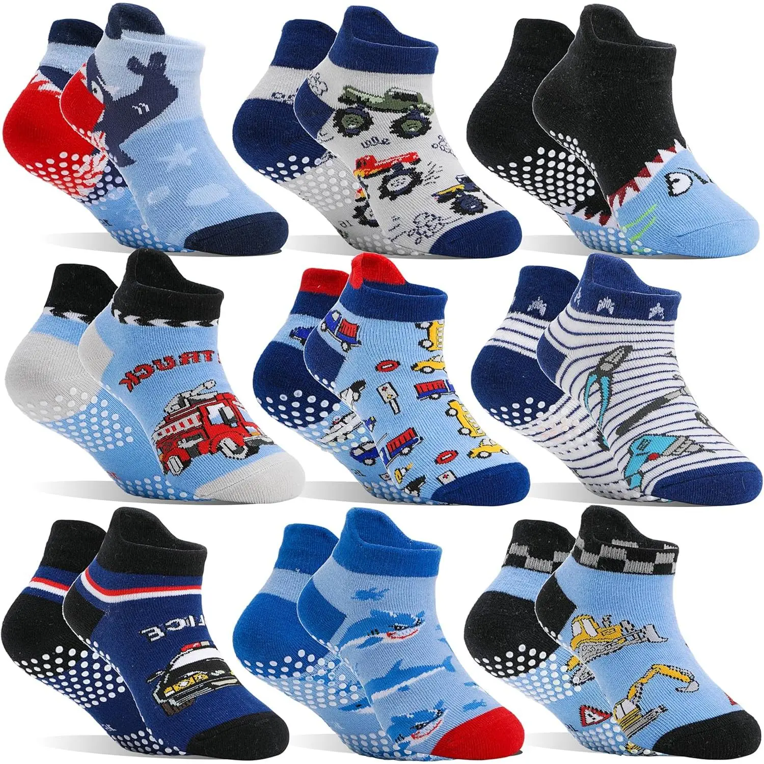 X-SOK09  Baby Girls Boys Toddlers Grips Socks Kids Non Slip Anti Skid Ankle Cotton No Show Socks with Grippers