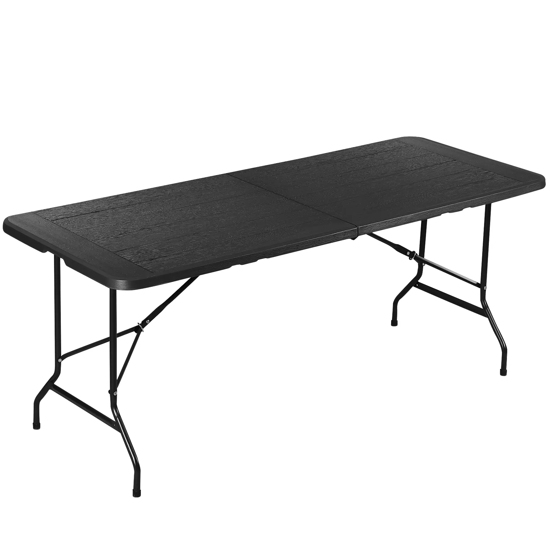 Segawe 6ft Foldable Camping Table - Sturdy Heavy Duty Camping Furniture, HDPE Top, Metal Frame, Multifunctional Portable Picnic Folding Table, Indoor & Outdoor Use, Black, Portable Folding Table, Lightweight Outdoor Table,summerwins