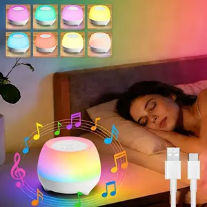 1pc RGBW White Noise LED Night Lights, 8-colors LED Bedside Lamp, Rechargeable Night Light, 3 Timing Modes Night Lamp, Dimming & Adjustment, Led Mood Light, Nightlight For Bedroom, for Bedroom, Bedside Table, and Study Room