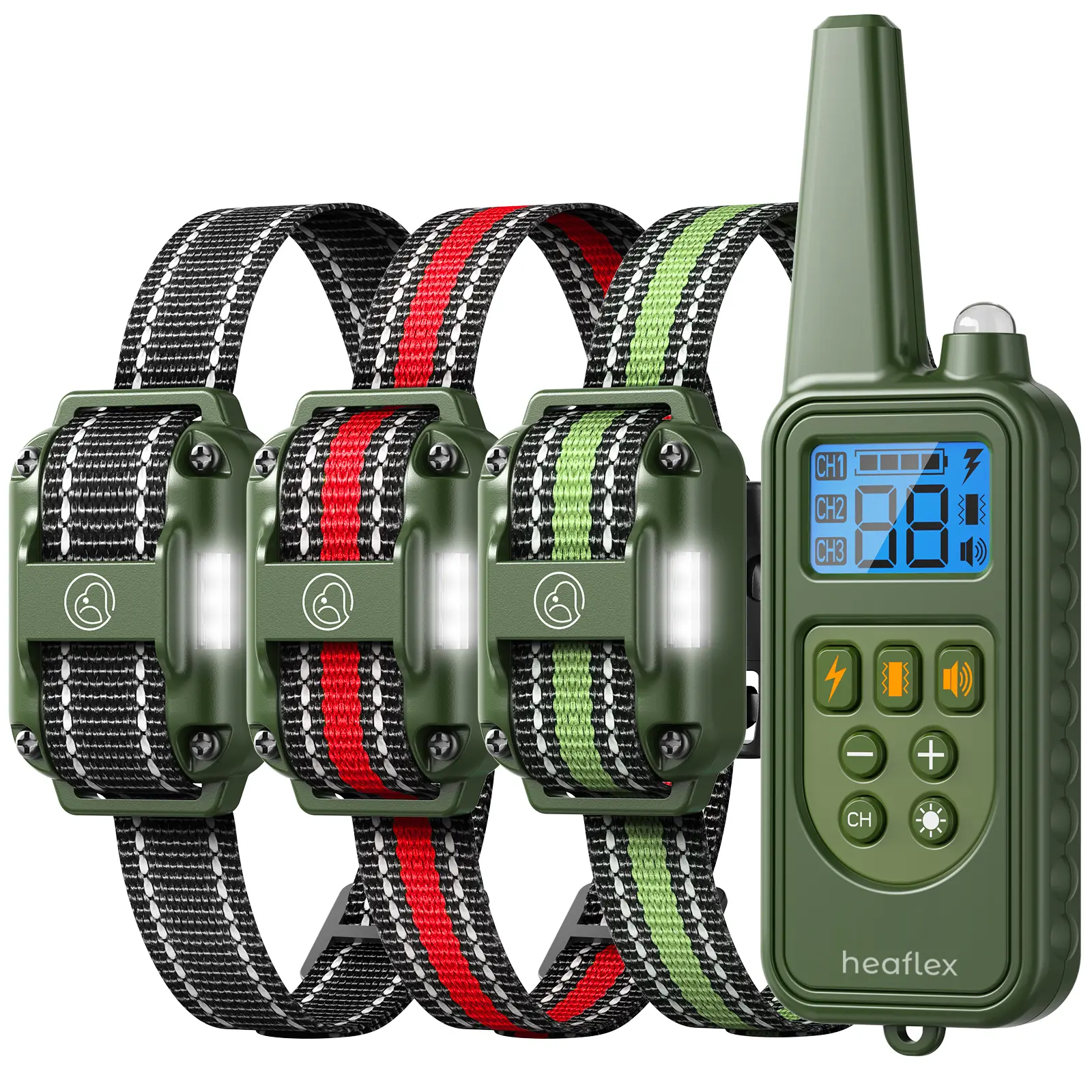 Rechargeable Dog Training Shock Collars - Waterproof, Beep, Vibration, Static Shock, LED Light Features for 5-120 lbs Small-Large Dogs