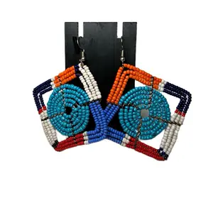 Kite Shape Beads African Traditional Earrings with Vibrant Colors and Intricate Design for Cultural Fashion