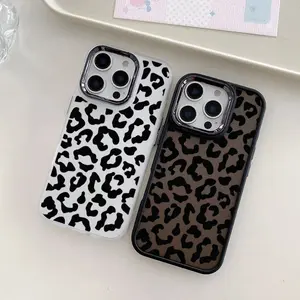 Black Leopard Print Fashion Phone Case Cheetah Leopard Print Brown Matte Gradient Black Leopard Print Pattern Business Phone Case Compatible With iPhone 17 Pro Max Suitable For Series Waterproof Shockproof Anti-Fall Scratch Resistant Sunmmer Gift Birthday