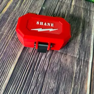 Milwaukee-Inspired Custom Name Mini Tool Box Personalized 6" Red with Lightning Bolt Design