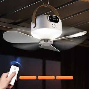 Ceiling Fan Light with Remote Control, USB Rechargeable Mini Hanging Fan with Portable Design, 3 Wind Speed Settings, Three Speed Levels, Ideal for Outdoor Camping and Dorm Use, Compact Night Light and Fan Combo with Dual Functionality, USB Charging