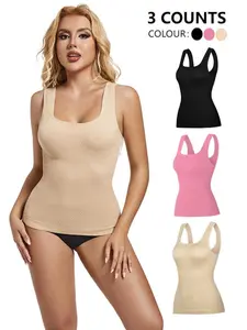Women's Solid Color Racer Back Shapewear Tank Top, High Stretch Seamless Shaper, Tummy Control Shapewear for Daily Wear, Maternity Clothing, Postpartum Outfit
