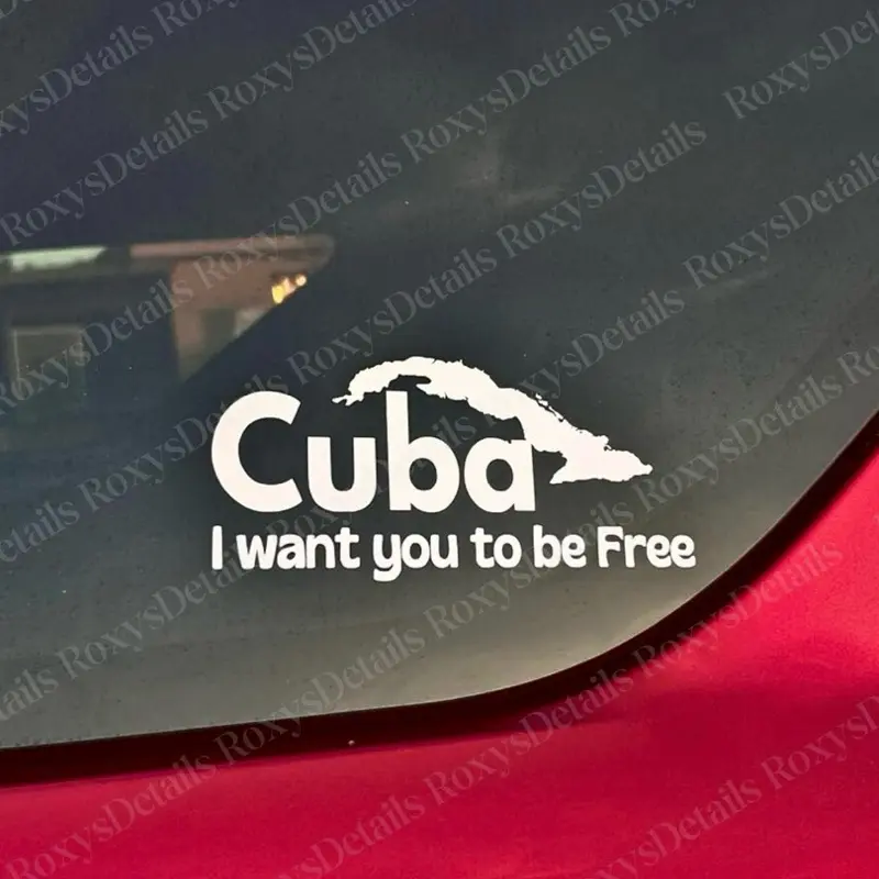 "Cuban 'I Want You to Be Free' Waterproof Car Sticker, Automotive Exterior Accessory, Automobile Decals"