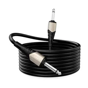 LEKATO Guitar Cable 10ft Exclusive Mute Plug, Electric Instrument Cable for Electric Guitar, Bass, Professional Electric Guitar AMP Cord with Dual Mute Plug Ends, 1/4" Right Angle to Straight Plug