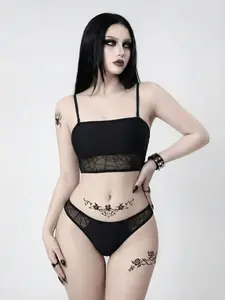 Women's solid color triangle bikini set with thin straps, ideal for summer beach
