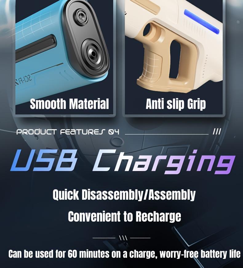 Auto-Fill Electric Water Gun, Pulse Jet Squirt Gun with LED Light Show, 40ft Long Range Rapid-Fire Water Blaster, USB Rechargeable Large Tank Waterguns for Kids & Adults, Adult Water Gun for Pool Beach Backyard