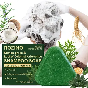 ROZINO Usman Grass & Leaf of Oriental Arborvitae Shampoo Soap Bar for Hair Growth & Gray Hair Reversal - Natural Thinning Hair Loss Treatment with Ginseng Polygonum Multiflorum Rosemary
