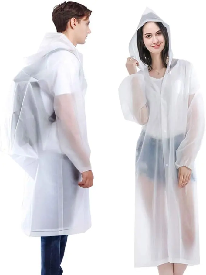 Raincoat, 2 Pack Travel Rain Jacket Packable Rain Coats for Women with Drawstring Hood