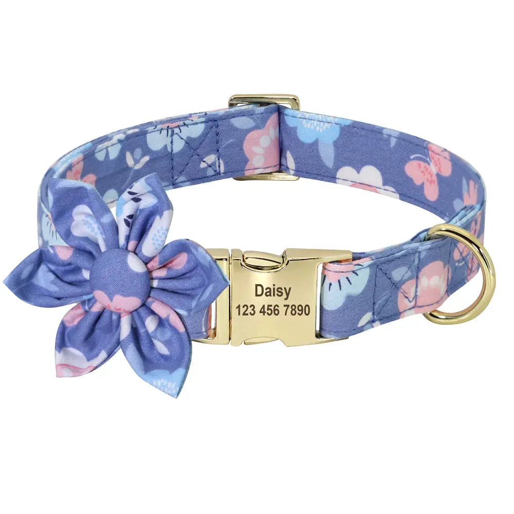 Little Paw Babies Flower Charm Custom Dog Collar