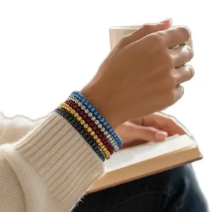 Multicolor 5-Layer Stack 4mm Glass Bead Memory Wire Wrap Bracelets One Size Fits Most Durable Lightweight Easy To Wear Multi-Strand Look Coiled Colorful Chic Boho