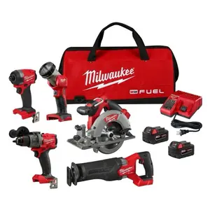 Milwaukee  M18 FUEL 18V Lithium-Ion  Brushless Cordless Combo Kit (5- Tool) with Two 5.0 Ah Batteries, 1  Charger 1 Tool Bag
