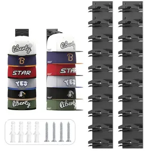 2 Pack Hat Organizer Wall Mounted Baseball Cap Organizer Wall Mounted Hat Hooks Hold 20 Hats,for Wall with Strong Adhesive and Wall Drilled Hat Hanger Holder Display for Door Closet, Space-Saving Display Gift for Boyfriend