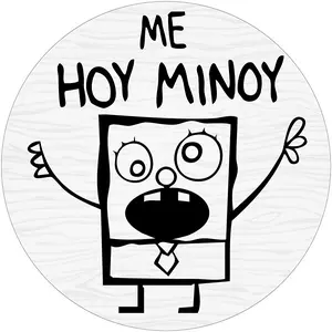 DoodleBob ‘Me Hoy Minoy’ Wall Sign - 12” Funny Spongebob-Inspired Decor for Fans & Memes Featuring Character in Black and White Design