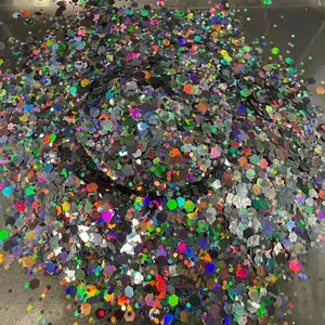 Reese & Riley Co. Eclipse Premium Black Holographic Glitter - High-Shine Chunky Mix for Resin Art & DIY Crafts