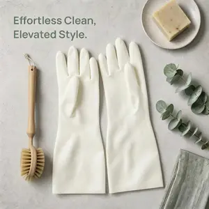 Three pairs of heavy-duty cleaning gloves. Extra long, thick, durable and reusable. Nitrile gloves are ideal for dishwashing,  household cleaning gloves,  laundry and household cleaning to keep hands dry and clean.
