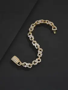 1PC ICED CHICS Eight-shaped Infinity bracelet, copper inlaid cubic zirconia, texture bracelet, Cuban Chain Bracelet, street casual style, the best gift for your partner, date, party.