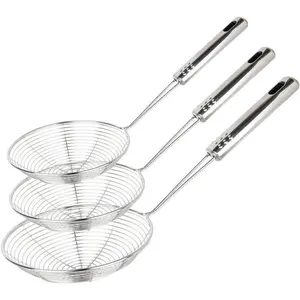 Spider Strainer Set of 3  Strainer Ladle Stainless Steel Wire Skimmer Spoon with Handle for Kitchen Frying , Pasta, Spaghetti, Noodle-30.5cm, 32cm, 35cm