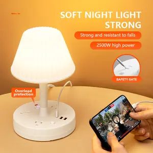 3-in-1 Table Lamp with 3 AC Outlets, 2 USB Ports, Touch Control LED Night Light for Bedroom, Office & Study Desk Home Decoration Lamp