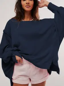 USBoutoque Chic Oversized Sweatshirt for Women Crewneck Fleece Long Sleeve h Pullover Hoodies Tops Fall Fashion Outfits Clothes 2025, Womenswear