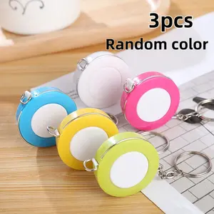 3pcs Candy Color Stretchable Mini Tape Measure Keychain, Portable Pocket Soft Ruler, Dual-Sided Sewing Measuring Tool, Durable & Easy Storage