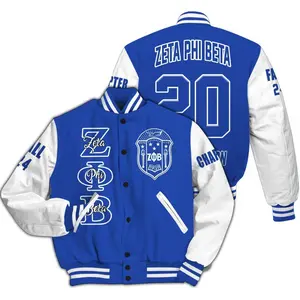 Zeta Phi Beta Custom Chapter Varsity Jacket, Personalized Blue White Sleeve Z Phi B 1920 Sorority, Premium Greek Life Letterman Coat, Finer Woman Gift