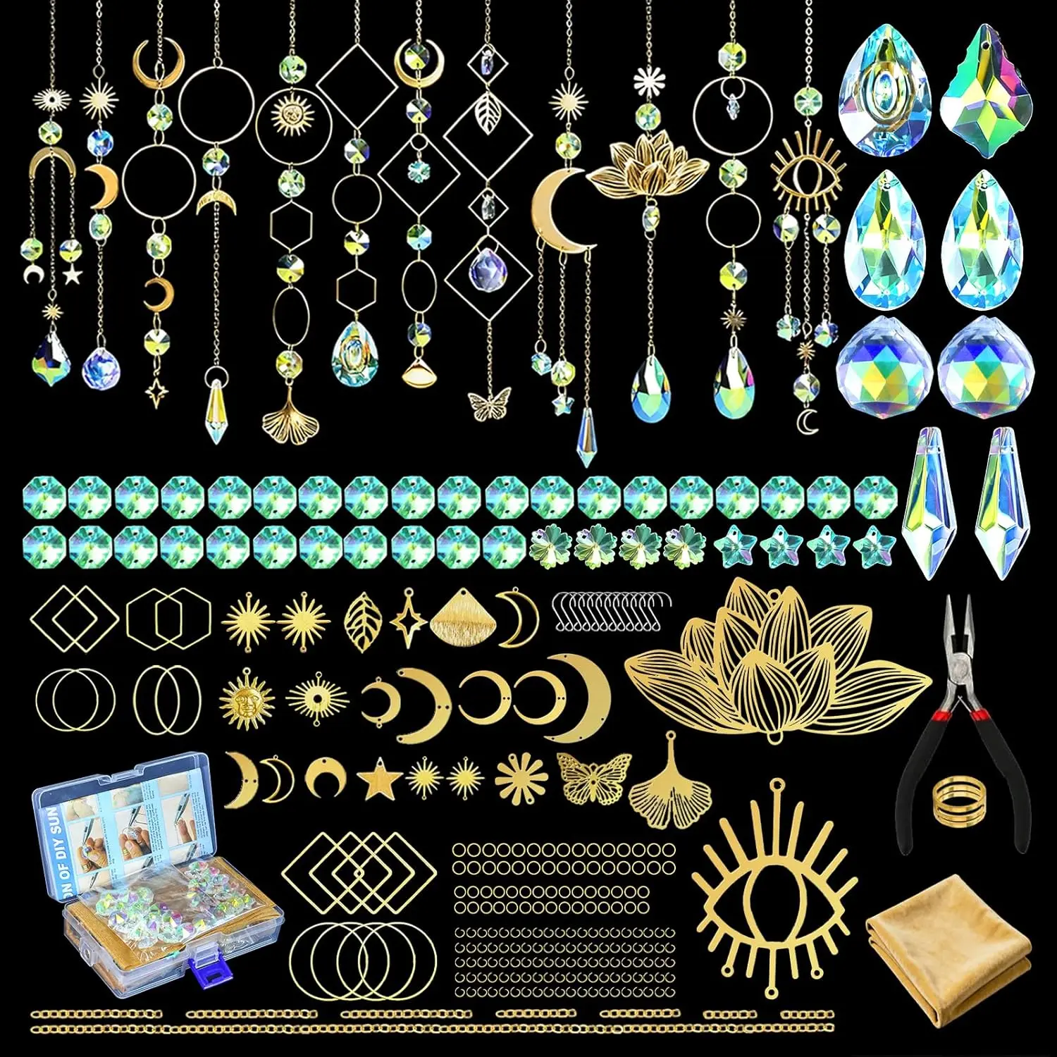 DIY Suncatchers, 300pcs Sun Catchers Making Supplies Kit Art and Crafts for Indoor Window Home Wedding Garden Christmas Decor