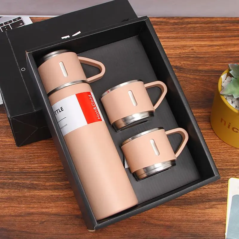 Stainless Steel Thermal Flask, 500ml/16.9oz Vacuum Insulated Water Bottle with Cup Lid, Portable Insulated Travel Drinkware for Coffee, Leakproof Insulated Tumbler, Water Bottles