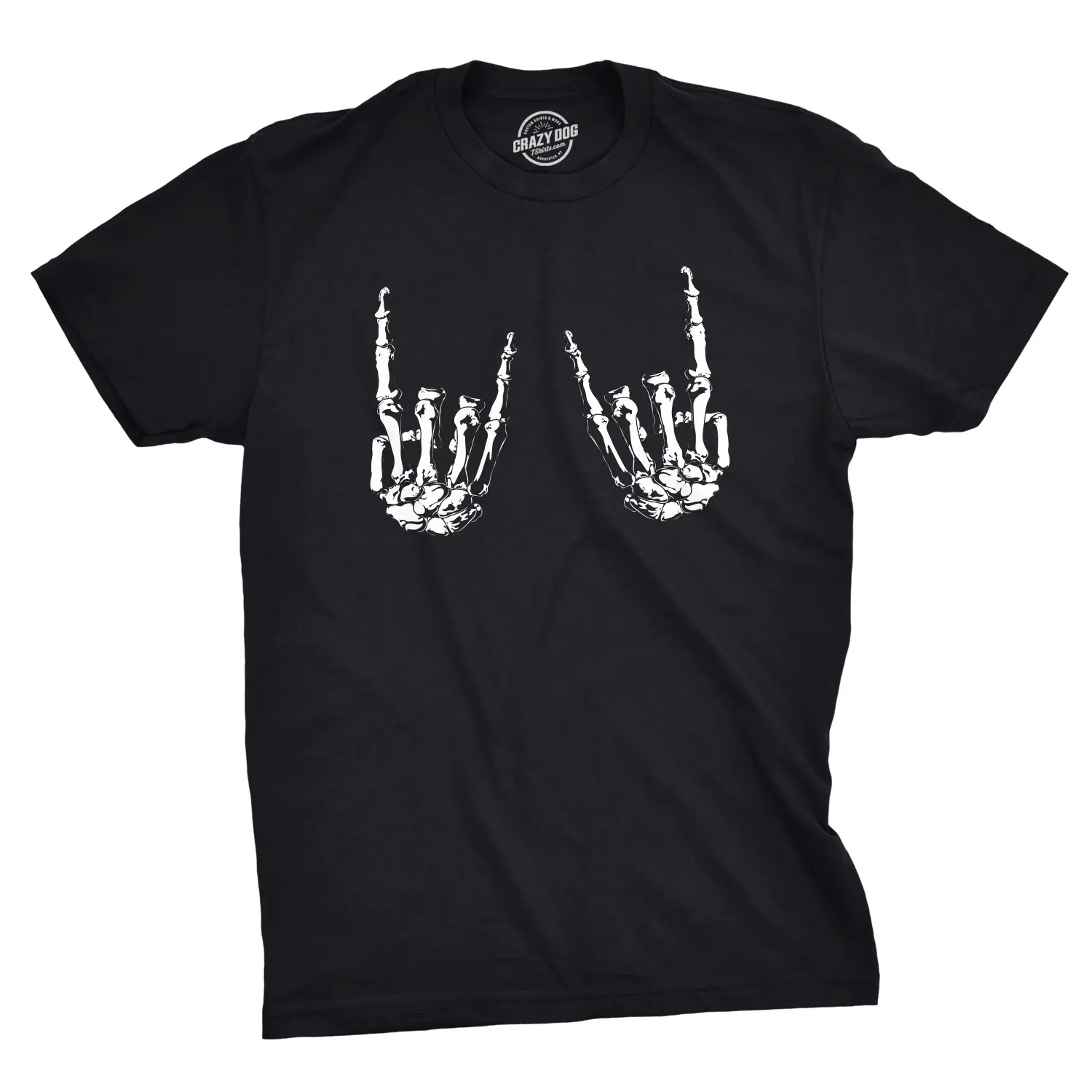 Mens Heavy Metal Bones Hands T Shirt Funny Rock On Halloween Tee Mens Funny T Shirts Cool Vintage Fashion T-Shirt Gift Classic Menswear Halloween Apparel for Men Funny Music Short Sleeve Novelty Tees for Guys Black