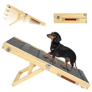 2026 Upgraded Dog Ramp for Couch, Foldable Small Dog Ramp for Low Bed, 4 Adjustable Height from 13'' to 21", Portable Stable Pet Steps with Non-Slip Pad, Pet Ramps Use for Sofa Couch Stairs
