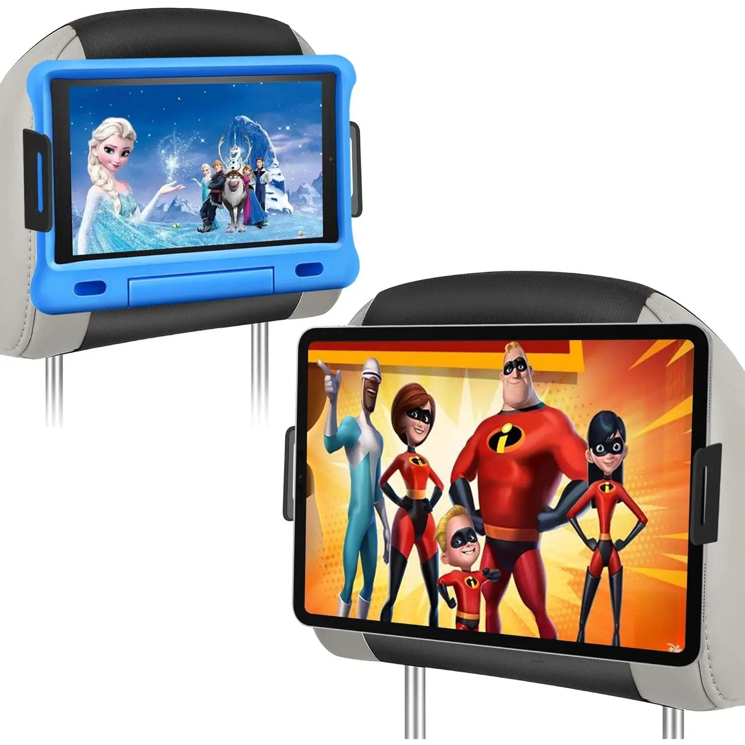 2 Pack  Headrest Tablet Holder, iPad Holder for  Backseat, Anti-Slip Strap and Holding Board Fits All 4.7"-12.9" Device, Road Trip Essential for , 360? Rotatable iPad Headrest Mount