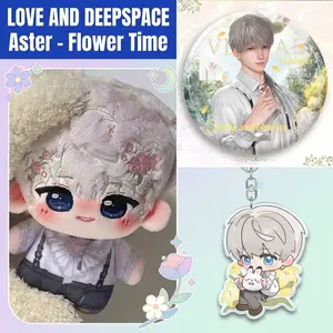 3pcs, Love and Deepspace Anime Plush Doll + Badge + Keychain Set, Collectible Stuffed Character Figure, Premium Soft Toy - Keychain Bag Car Charm, Desk Shelf Room Decor Decoration, Birthday Christmas Valentine Party Gift for Anime Fans Teens
