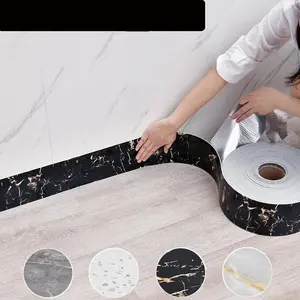 1 roll of PVC spliceable skirting board, baseboard, self-adhesive easily installable thickened foundation line, wall sticker, wall trim, window sill waistline, imitation ceramic tile sticker, marble waterproof, Home Decor, Interior Design, Durable
