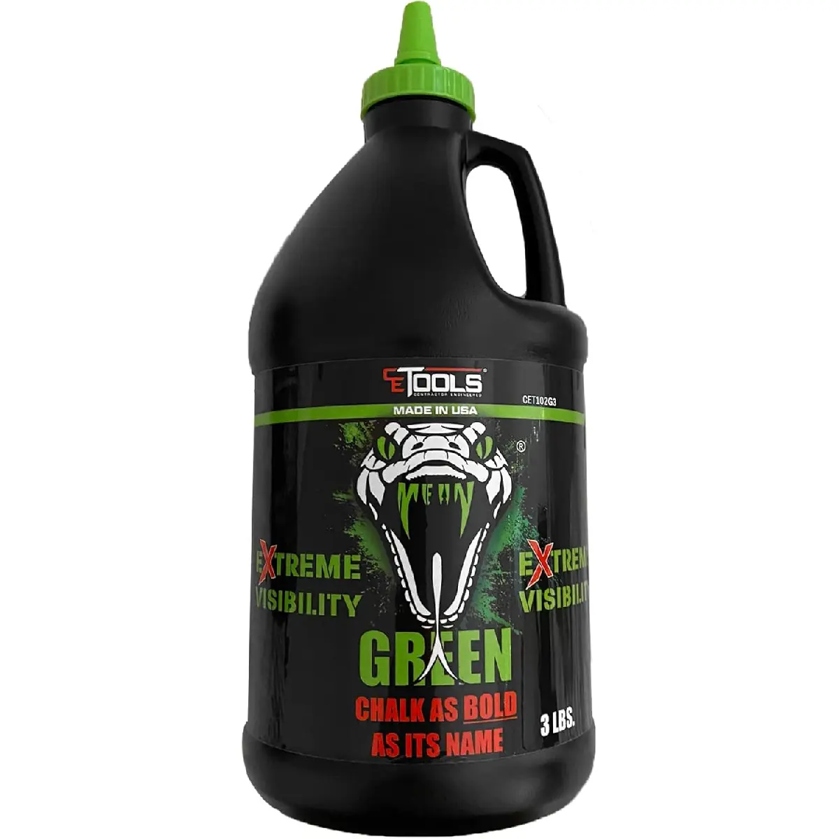 3LB Mean Green Permanent Hydrophobic Hand Chalk - Extreme Visibility, Durable, Ideal for Chalkline, Construction Job Site Use, Made in USA