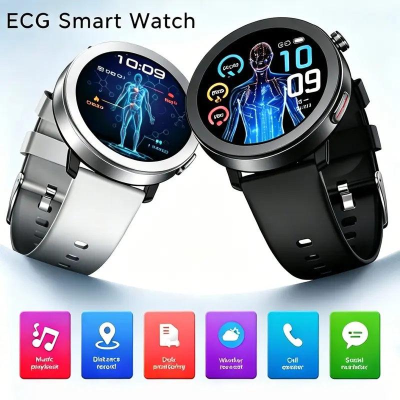 2026 New Unisex Multifunctional Wearable Fitness Smartwatch - Glass Screen, ECG, Photoelectric Capacitive Pulse Wave Monitoring, Heart Rate, Blood Lipids, Uric Acid Tracking, Remote Medical Device, Blood Sugar Measurement, Fall Detection