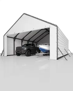 Garvee Heavy Duty Galvanized Steel Roof Panels Kit for Carport - Ribbed 27-Gauge Sheets - Outdoor Garage, RV Shelter, Patio Awning Replacement - 10x15/20x20/20x25 ft, Set of 16 - White