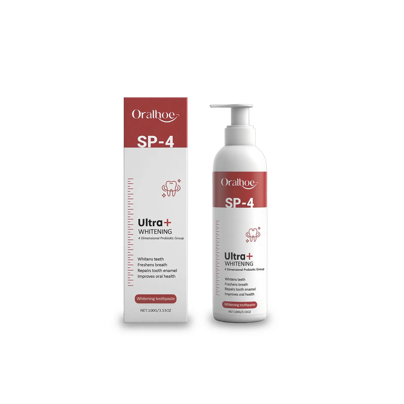 SP-4 Ultra+ Whitening Toothpaste with 4 Dimensional Probiotics - Daily Oral Care for Enamel Repair and Fresh Breath