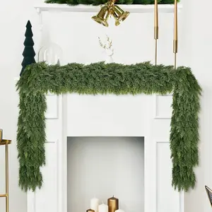 6FT Faux Cedar Garland Realistic,Real  Christmas Cedar Garland, Bendable Branches for Mantel Decor, Fireplace, Staircase, Table Centerpiece,Indoor/Outdoor Holiday Winter Decor (6FT)