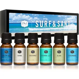 P&J Trading Fragrance Oil Surf & Sand Set | Salty Sea, Sand, Coconut, Island Life, Aloe, Seashore Candle for Candle Making, Freshie Scents, Soap Making Supplies, Diffuser Oil Scents