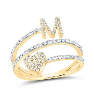 3/8Ctw-Nat Dia Nk Gift Initial "M" Heart Ladies Ring (2.86 grams)
