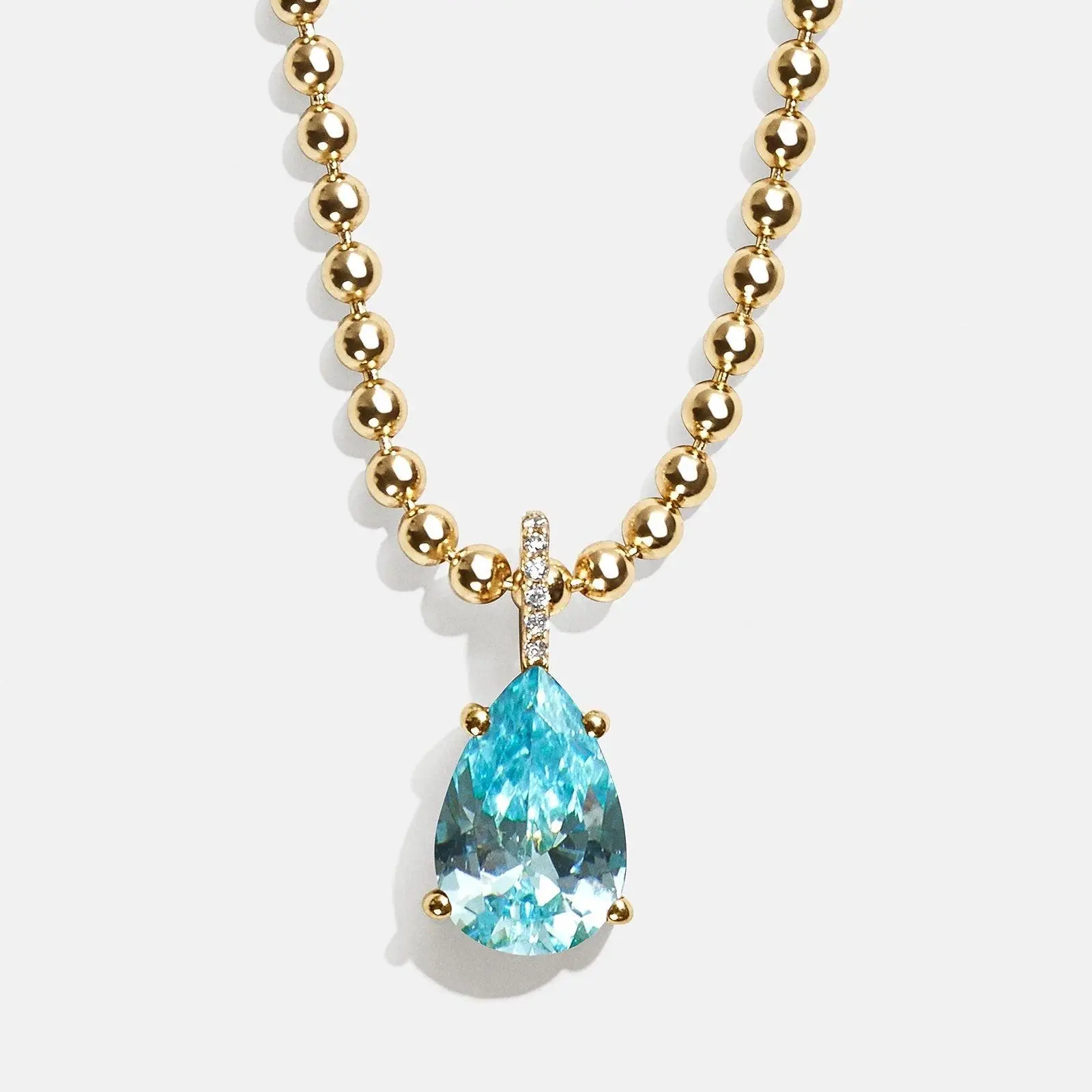 Esther 18K Gold Plated Sterling Silver Birthstone Necklace - Aquamarine