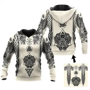 Spring and Autumn Fashion 3D Printed Sweater Men's Viking Warrior Printed Street Trend Classic Hoodie