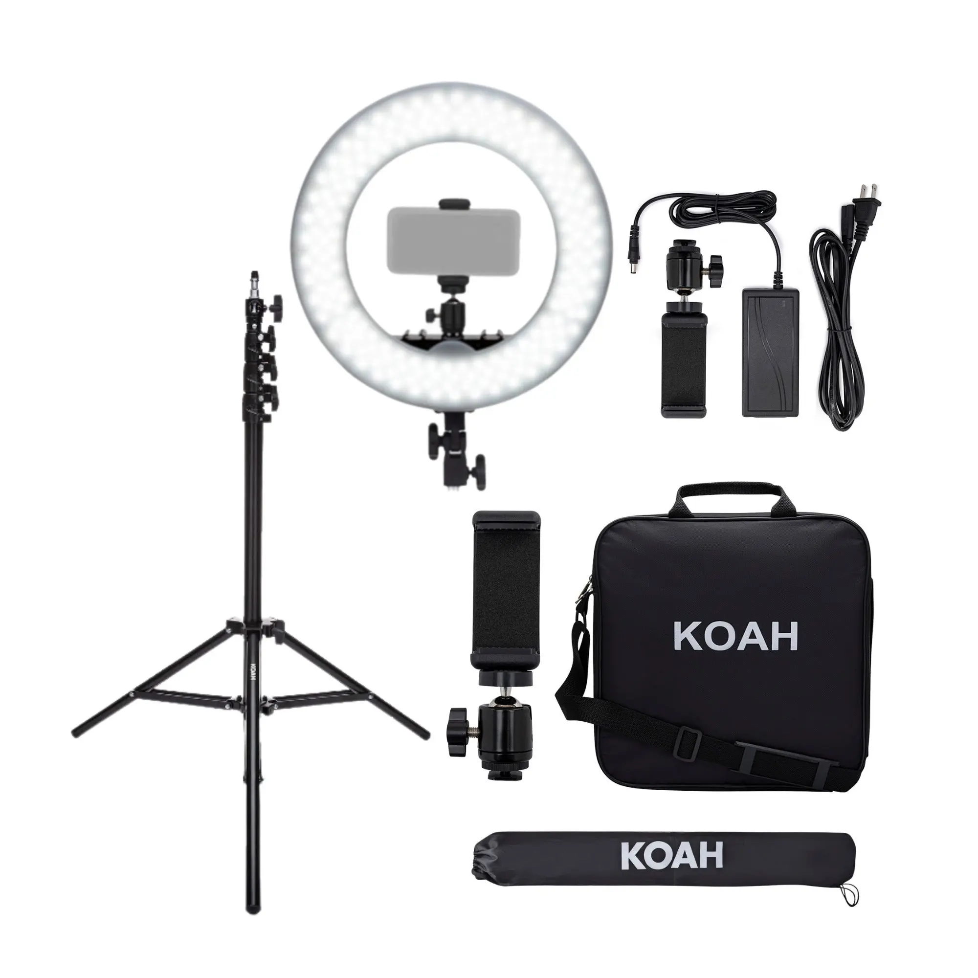 Koah SOL SPHERE 13-Inch 42W Dimmable Aluminum LED Ring Light Kit, Selfie LED Light Rings Selfie Accessories for Smartphone/Mobile Devices, with Carrying Bag and Air-Cushioned Stand