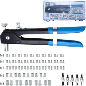 86 count Hand Rivet Tool Nut Setter Kit, Thread Blind Riveting Tools, Wrench Nut Sert, Riveter Threaded Insert Tool with Metric Rivet Nuts Assortment M3 M4 M5 M6 M8